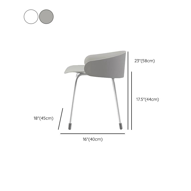 ホワイトメタルベースのあるコンテンポラリーバケツローバックアームレスバースツール