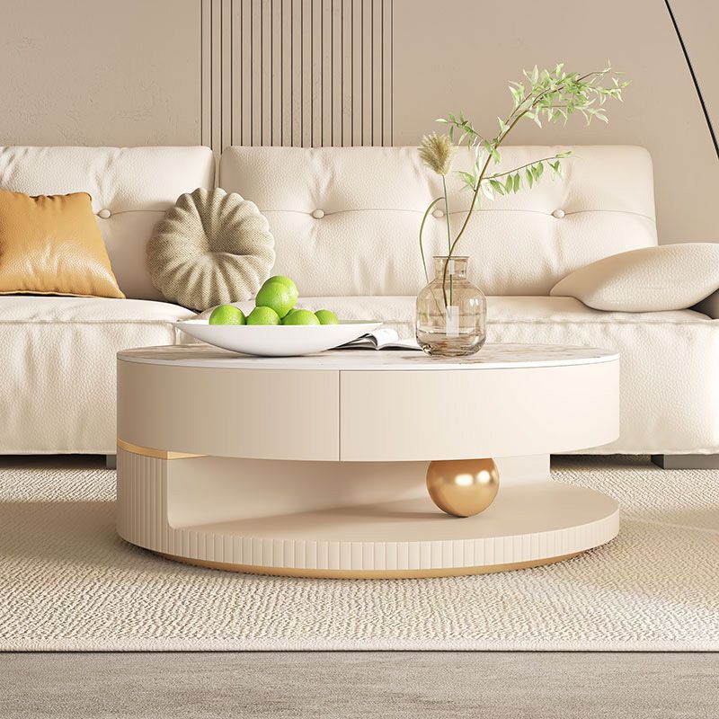 Slate Coffee Table Round Abstract Coffee Cocktail Table with Storage Drawers Clearhalo 'Coffee & Accent Tables' 'Coffee Tables' 'coffee_tables' 'furn' 'furn_coffee_tables' 'Furniture' 'Living Room Furniture' 1200x1200_d9597d86-6227-4182-9e7d-701dc56dc9cc