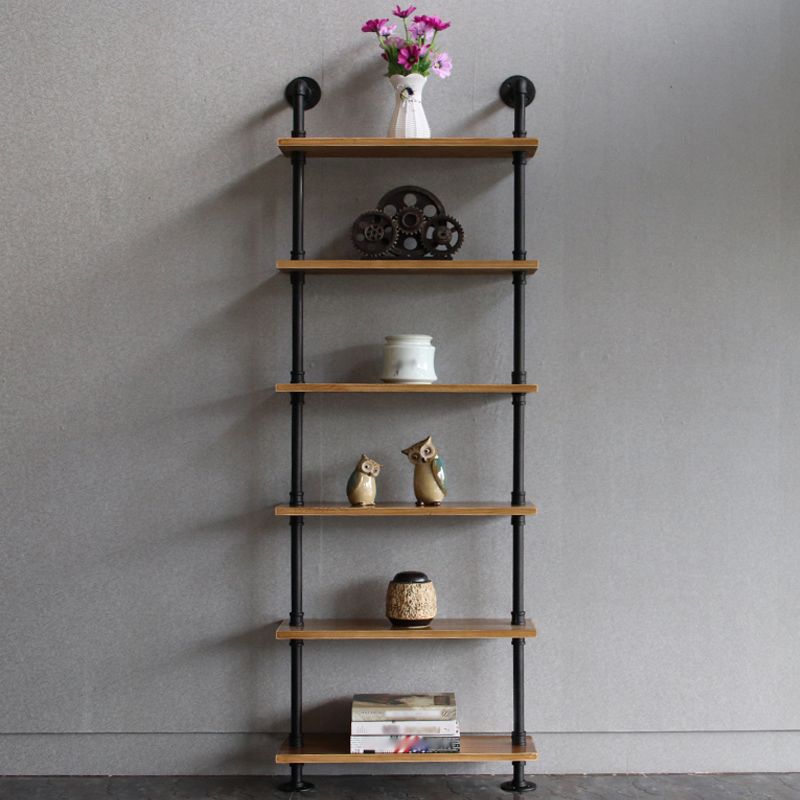 Wall Unit and Etagere Bookshelf Industrial Black Iron Frame and Pine Wood Shelf Clearhalo 'Bookcases' 'furn' 'furn_bookcases' 'Furniture' 'furniture_bookcases' 'kitchen' 'kitchen_bookcases' 'Living Room Furniture' 'Office Furniture' 1200x1200_d959ebc8-cda0-4d65-b96b-c1b339cca5e3