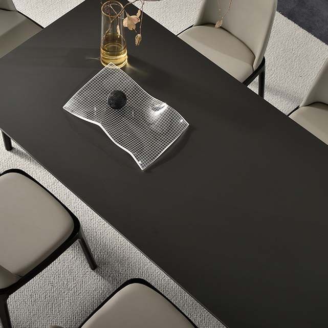 Industrial Dining Sintered Stone Table Dining Rectangle Table with Metal Legs for Home Clearhalo 'Dining Tables & Seating' 'Dining Tables' 'dining_table' 'furn' 'furn_dining_table' 'Furniture' 'Kitchen & Dining Furniture' 1200x1200_d95a3d61-2656-410d-8064-d5785bd7e842