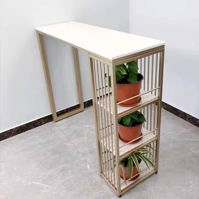 Marble Bistro Table with Rectangle Table Top Double Pedestal Table - 41.3" H Clearhalo 'Bar Furniture' 'Bar Tables' 'bar_tables' 'furn' 'furn_bar_tables' 'Furniture' 'furniture_bar_tables' 'Kitchen & Dining Furniture' 1200x1200_d95dfe16-d206-429b-8efe-9bfa4a78e88a