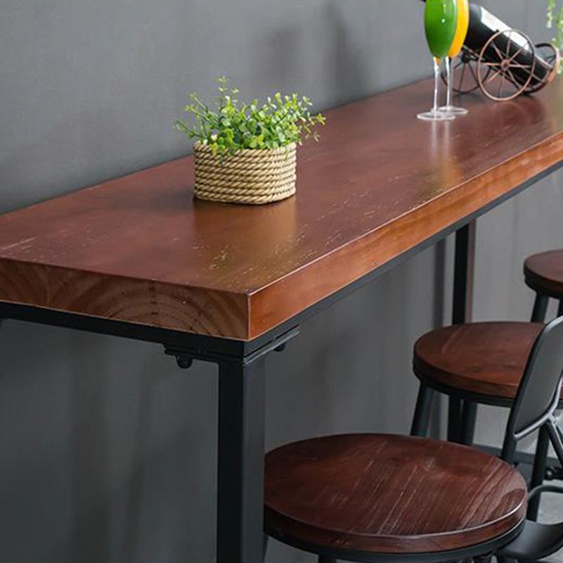 Industrial Rectangle Pine Wood Bar Table Set 1/4 Pieces Counter Table with High Stools Clearhalo 'Bar Furniture' 'furn' 'furn_home_bar_bar_sets' 'Furniture' 'Home Bars & Bar Sets' 'home_bar_bar_sets' 'Kitchen & Dining Furniture' 1200x1200_d9604ee7-996a-44d9-862b-a1e8fdb571c3