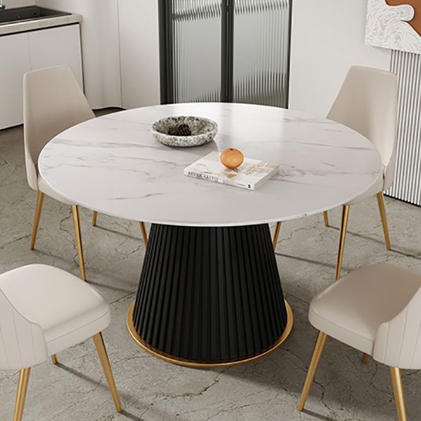 Round Sintered Stone White Dining Table Simplicity Pedestal Table for Dining Room Clearhalo ' dining_table' 'Dining Tables & Seating' 'Dining Tables' 'Furniture' 'furniture_dining_table' 'Kitchen & Dining Furniture' 'kitchen&dining_furn' 'kitchen' 'kitchen_dining_table' 1200x1200_d960da45-9a69-4e9c-a5cd-4cc41d1f6830