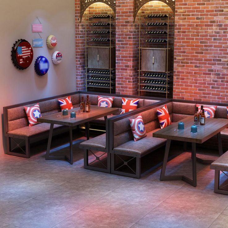 Industrial Style Sintered Stone Dinner Room Kitchen Table Brown Table with Black Frame Clearhalo ' dining_table' 'Dining Tables & Seating' 'Dining Tables' 'furn' 'furn_dining_table' 'Furniture' 'furniture_dining_table' 'Kitchen & Dining Furniture' 'kitchen&dining_furn' 'kitchen' 'kitchen_dining_table' 1200x1200_d961550e-d499-4d49-bdd2-a158d6cb69e3