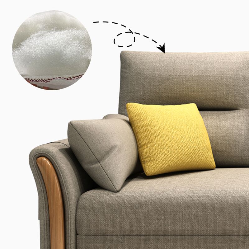 Cama de sofá de brazo acampanado de mezcla de algodón contemporánea con almohadas