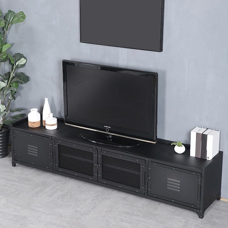 Porta TV moderno in ferro, console multimediale con contenitore chiuso e gambe per soggiorno