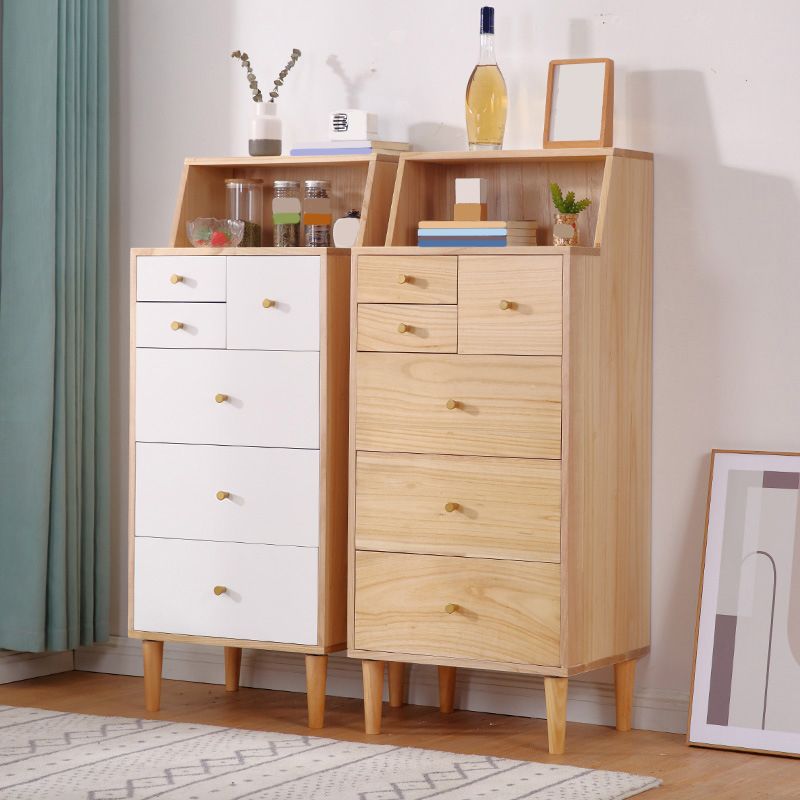 Coffre d'accentuation en bois massif avec des jambes droites de 15,74 "poitrine de large avec 6 tiroirs