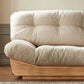 Scandinavian Solid Wood Beige Armless Sofa with Tufted Back for Living Room