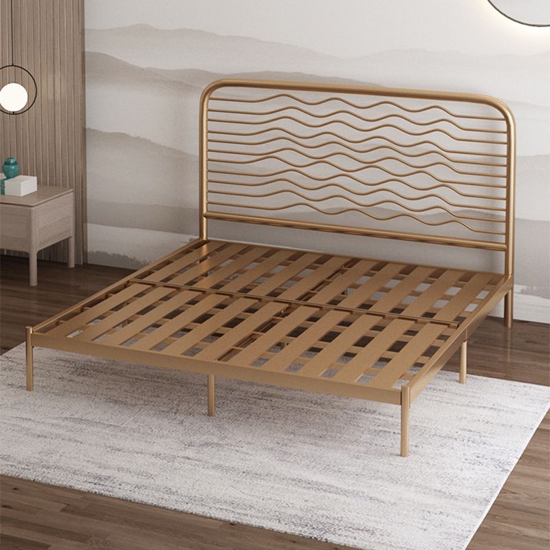 Glam Metallic Standard Bed, Beveled Open-Frame Headboard Bed Frame Clearhalo 'Bedroom Furniture' 'Beds' 'furn' 'furn_beds' 'Furniture' 1200x1200_d96380fd-4697-4845-93b2-f7ea84a03636
