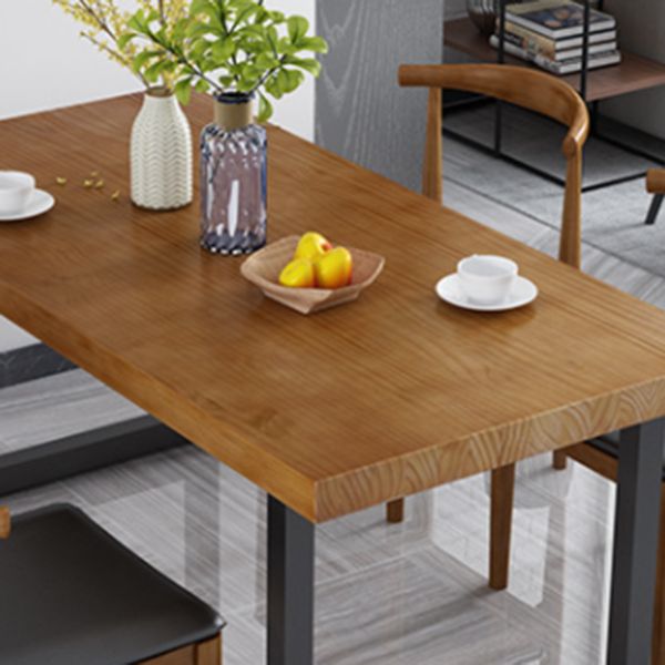 Industrial Style Wood Dining Table Dining Rectangle Table with Metal Legs