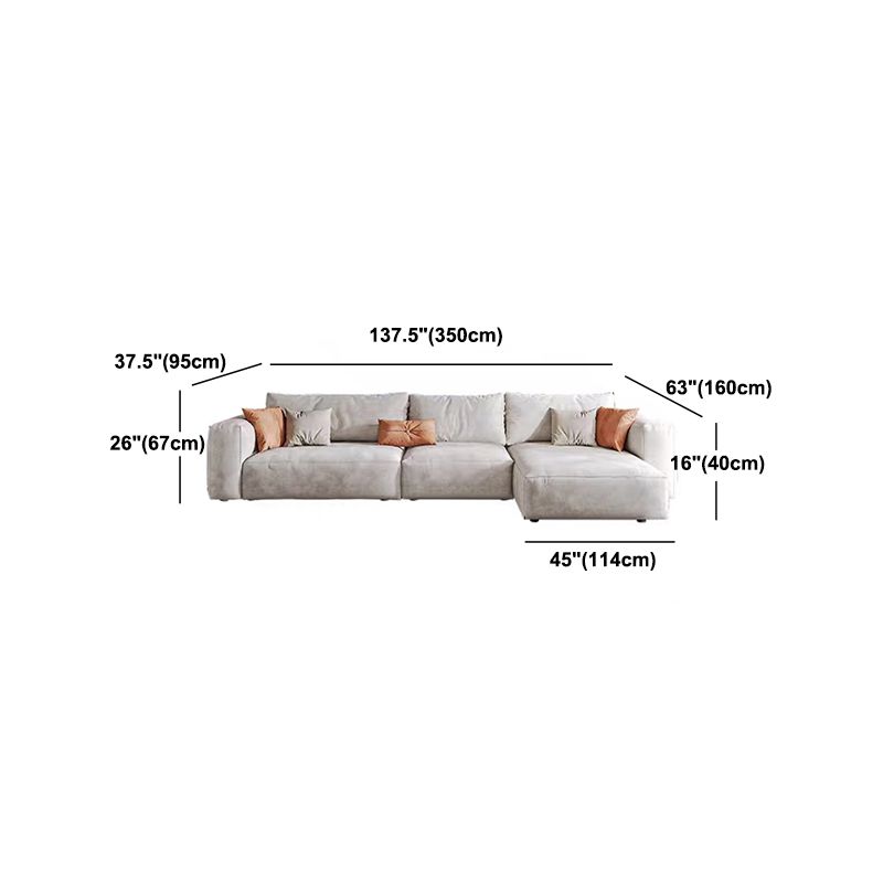 Square Armrest Belt Pillow Back Sofa Bed White Cloth Art Sofa