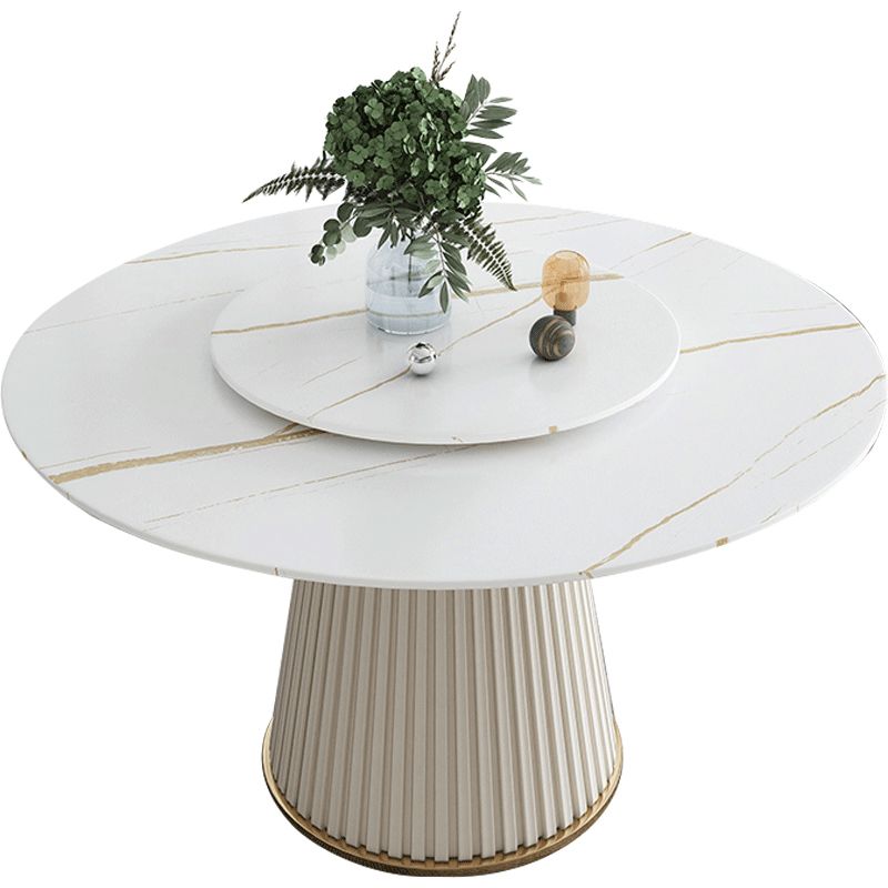 Glam Round Dinette Set 1/4/5/7 Pieces Dining Table Set with White Sintered Stone Top Clearhalo 'Dining Room Sets' 'Dining Tables & Seating' 'dining_room_set' 'furn' 'furn_dining_room_set' 'Furniture' 'furniture_dining_room_set' 'Kitchen & Dining Furniture' 1200x1200_d9685128-5746-4b0d-a6e5-1844f7e0787a