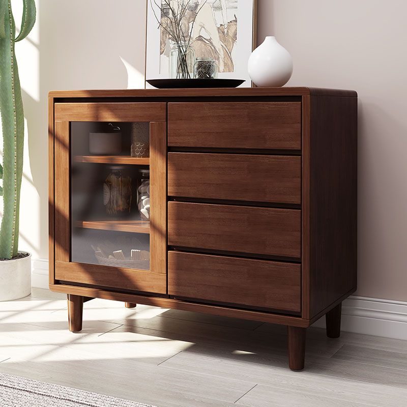 Cabinet en bois de 31,5 "de haut du milieu du siècle moderne 1 - armoire de porte avec 4 tiroirs