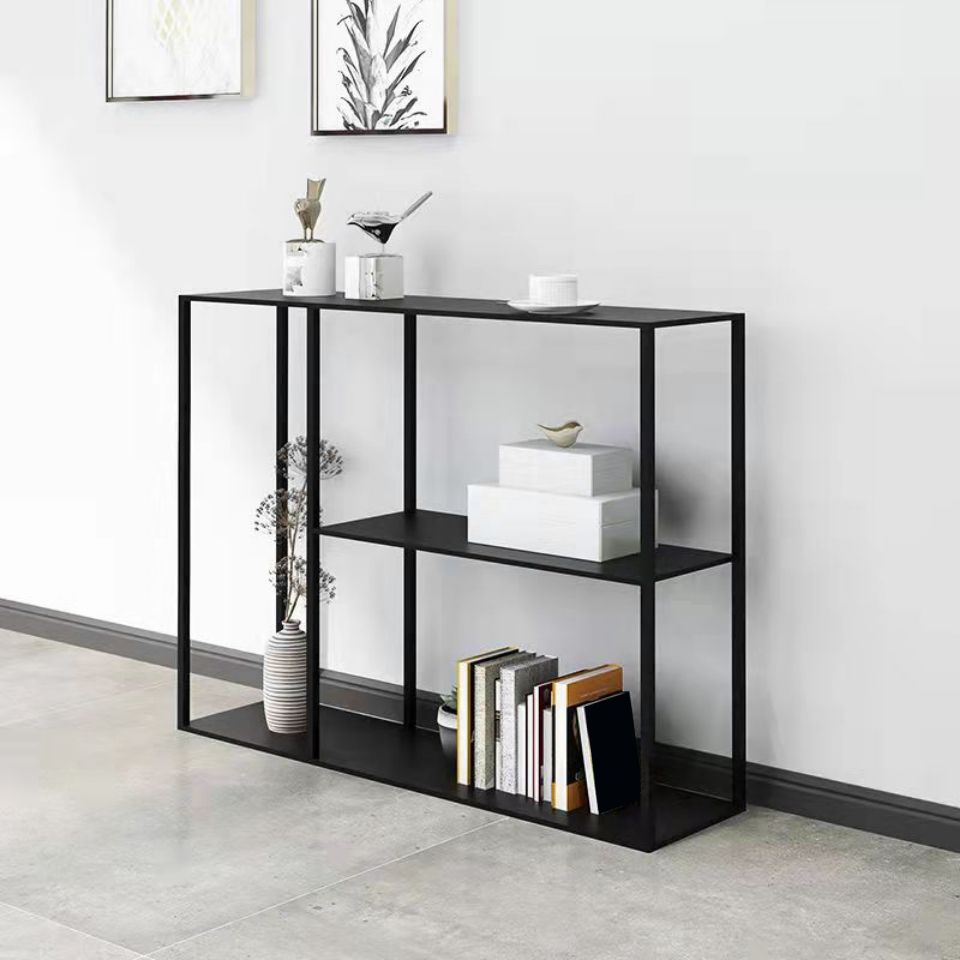 Console di rettangolo metallico contemporaneo Tabella 1 scaffale per pavimenti con console nera