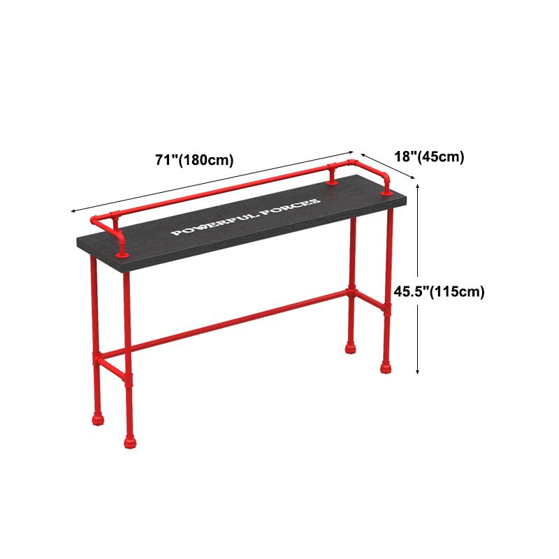 Industrial Wood Bar Table with Rectangle Table Top Red Trestle Table - 45.28" H Clearhalo 'Bar Furniture' 'Bar Tables' 'bar_tables' 'furn' 'furn_bar_tables' 'Furniture' 'furniture_bar_tables' 'Kitchen & Dining Furniture' 1200x1200_d96a9672-97d7-45b0-b548-0d11d356aa76