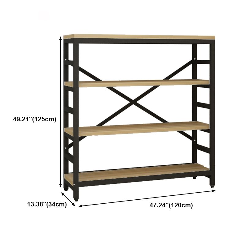 Estantería de estilo moderno marco de metal negro abiertamente estantería para la oficina