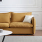 Contemporary Fabric Standard Settee Tuxedo Arm Cushions Sofa