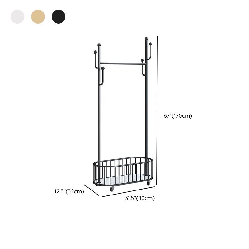 Modern Coat Rack Free Standing Hooks Design Metallic Coat Hanger with Universal Wheel Clearhalo 'Entry & Mudroom Furniture' 'furn' 'furn_hall_tree_coat_racks' 'Furniture' 'Hall Trees & Coat Racks' 'hall_tree_coat_racks' 1200x1200_d96f065d-d4a6-4fa2-9380-f25d569aa4de