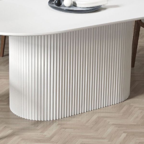 Ovaler Esstisch von Simplicity mit Sockeltisch aus gesintertem Stein und Kiefernholz