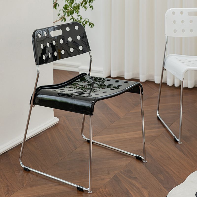 Industrial Armless Kitchen Chair Plastic Open Back Side Dining Chair with Metal Base Clearhalo 'Dining Chairs' 'Dining Tables & Seating' 'dining_chair' 'furn' 'furn_dining_chair' 'Furniture' 'Kitchen & Dining Furniture' 1200x1200_d970033c-fc6e-42fe-b658-94b02c424840