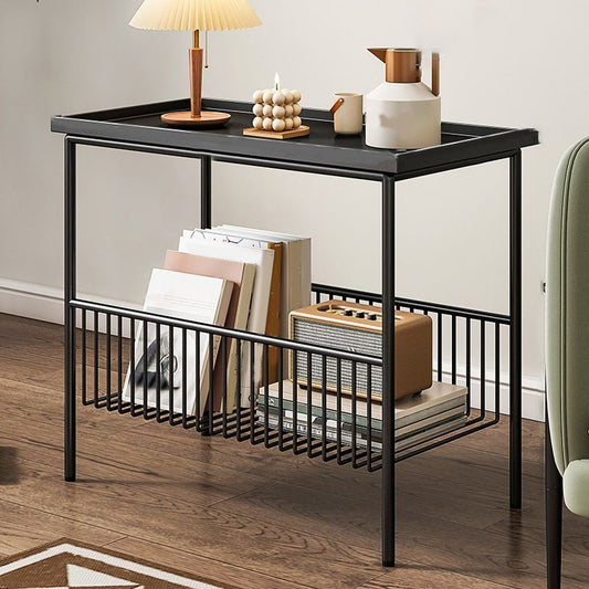 Tabella laterale superiore del vassoio rettangolare tavolo da base di ferro con archiviazione