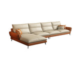 Modern Cream Genuine Leather Sofa Pillow Top Arm Sectional for Apartment Clearhalo 'furn' 'furn_sectionals' 'Furniture' 'furniture_sectionals' 'kitchen' 'kitchen_sectionals' 'Living Room Furniture' 'Sectionals' 1200x1200_d972234c-3efe-4a44-8a54-fc91de4a4856