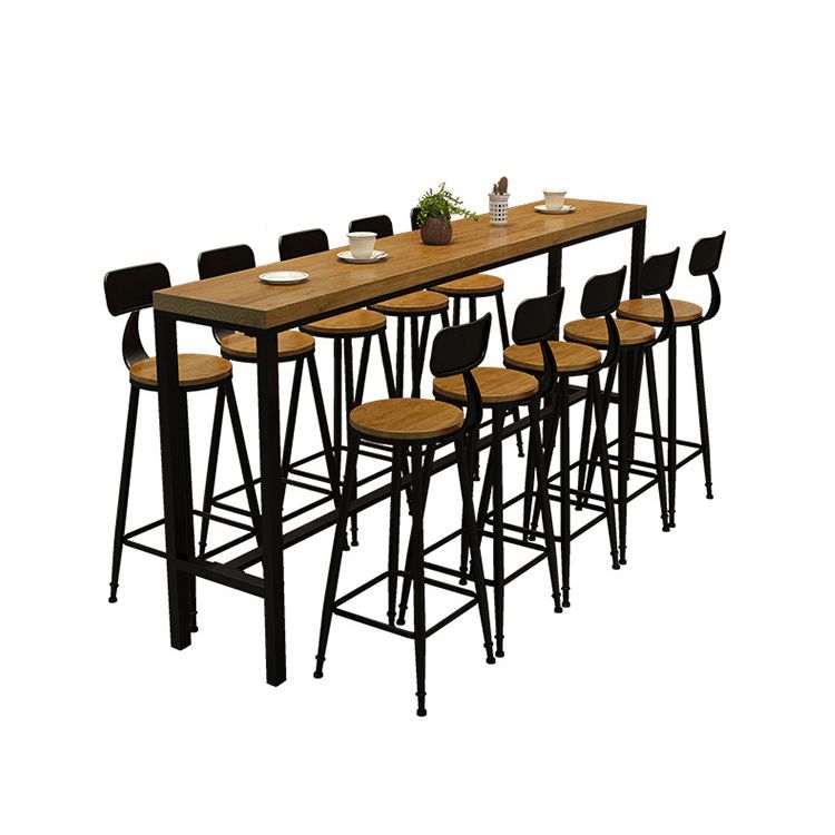 Industrial 1/2/6/11 Pieces Solid Wood Bar Table Set Fixed Counter Set for Home Use Clearhalo 'Bar Furniture' 'furn' 'furn_home_bar_bar_sets' 'Furniture' 'Home Bars & Bar Sets' 'home_bar_bar_sets' 'Kitchen & Dining Furniture' 1200x1200_d9734155-5ce5-46f3-839d-fbbf462060af