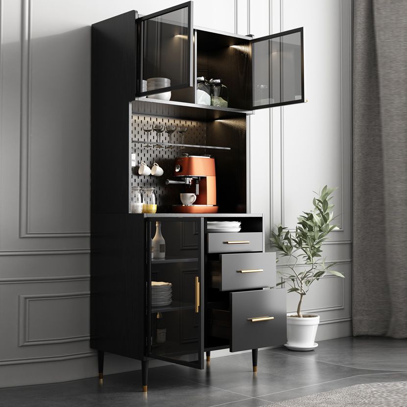 Black Engineered Wood Buffet Server with Drawers Modern Dining Server Clearhalo 'buffet_sideboard' 'Buffets & Sideboards' 'furn' 'furn_buffet_sideboard' 'Furniture' 'Kitchen & Dining Furniture' 1200x1200_d9741528-191e-46d3-a1dc-8826724976e8