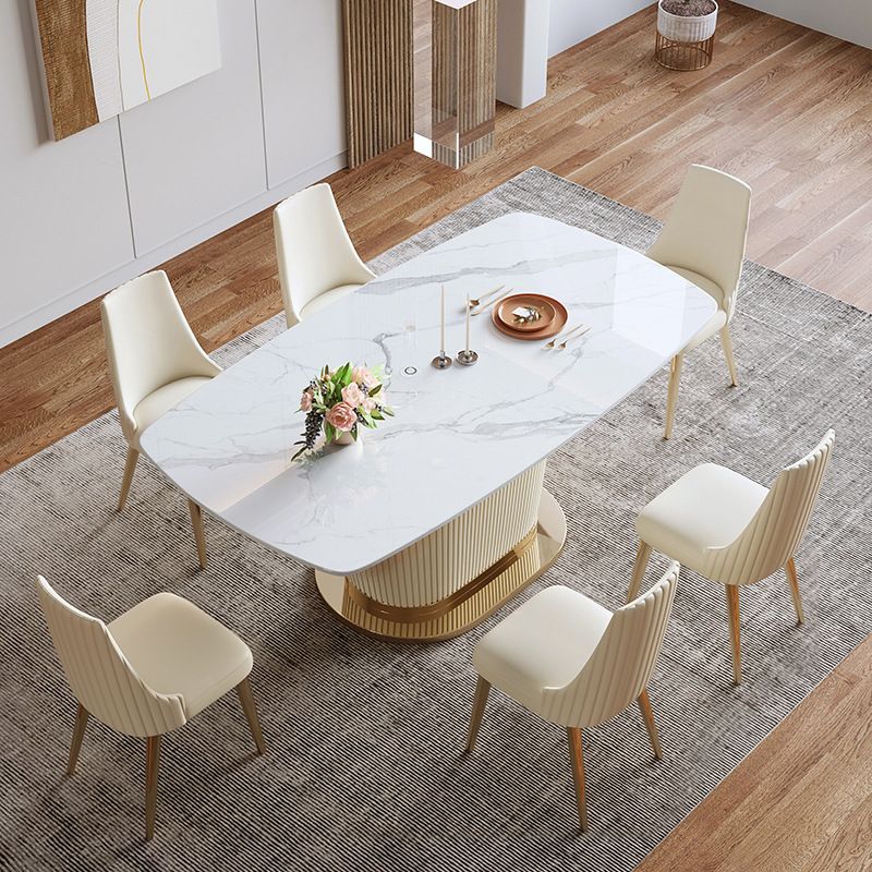 Glam Sintered Stone White Dining Room Set with Round Table Dining Table Furniture Clearhalo 'Dining Room Sets' 'Dining Tables & Seating' 'dining_room_set' 'furn' 'furn_dining_room_set' 'Furniture' 'furniture_dining_room_set' 'Kitchen & Dining Furniture' 'kitchen&dining_furn' 'kitchen' 1200x1200_d975b0e0-f97e-499f-baa5-d7a23cce09cb