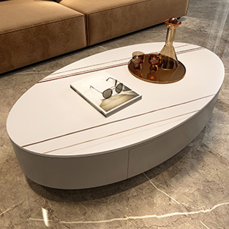 Glam Slate Coffee Table Oval Pedestal Coffee Table with Drawer Clearhalo 'Coffee & Accent Tables' 'Coffee Tables' 'coffee_tables' 'furn' 'furn_coffee_tables' 'Furniture' 'Living Room Furniture' 1200x1200_d976819c-0b6b-4edd-a10f-e62e973c9865