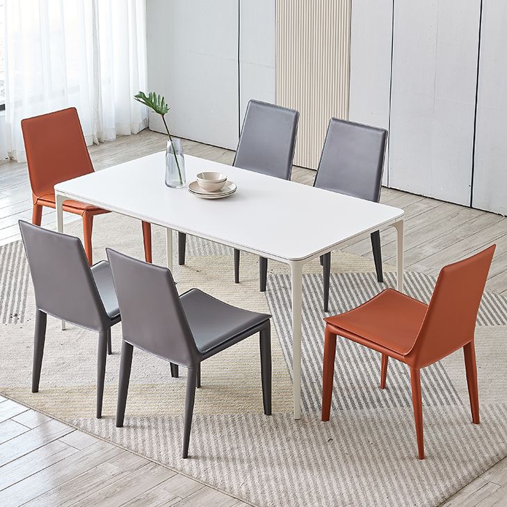 Designer Style Matte Finish Leather Side Chair Solid Back Home Dining Chair Clearhalo 'Dining Chairs' 'Dining Tables & Seating' 'dining_chair' 'furn' 'furn_dining_chair' 'Furniture' 'Kitchen & Dining Furniture' 1200x1200_d978fbb6-e267-4cb2-afd6-cb322a84dc24