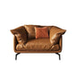 Contemporary Leathe Pillow Top Arm Sofa Set with Pillows in Brown