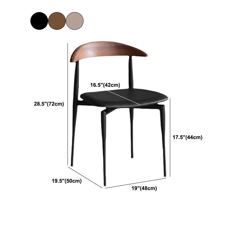 Industrial Stackable Dining Chairs Black Iron Legs Armless Dining Side Chair