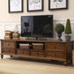 Traditional Ash TV Console Brown Media Console TV Stand with Drawers