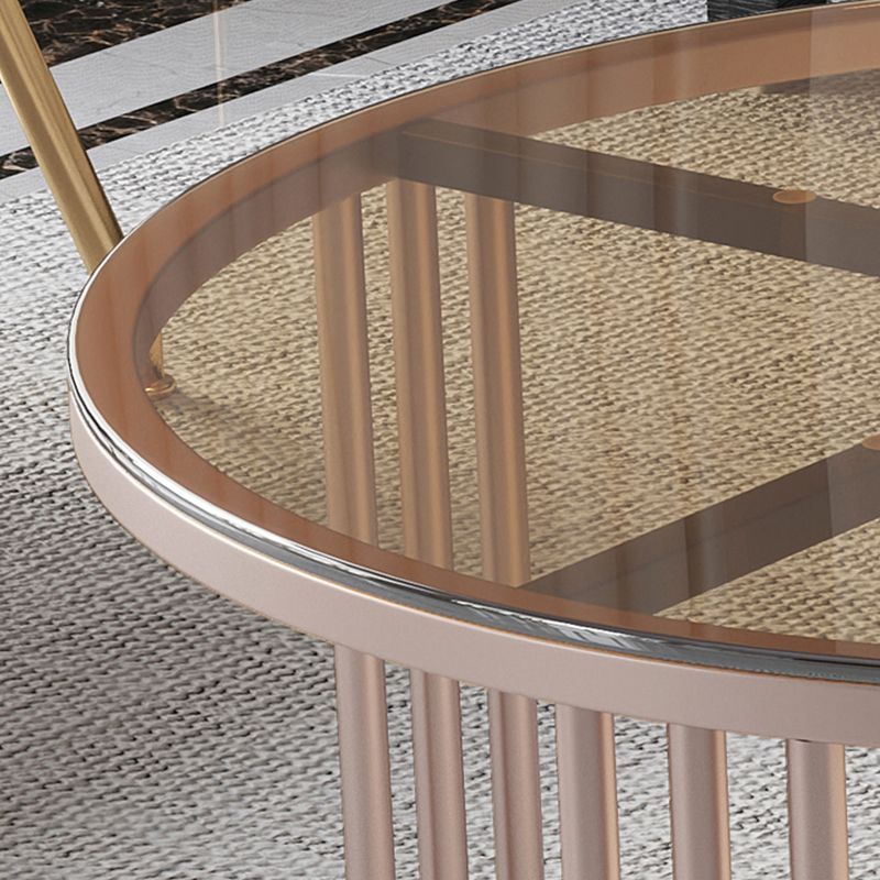 Modern Cocktail Table Round Glass / Slate Coffee Table with Storage Clearhalo 'Coffee & Accent Tables' 'Coffee Tables' 'coffee_tables' 'furn' 'furn_coffee_tables' 'Furniture' 'Living Room Furniture' 1200x1200_d97b2a3f-cbe1-4e1f-8f2f-84fa973cffa9