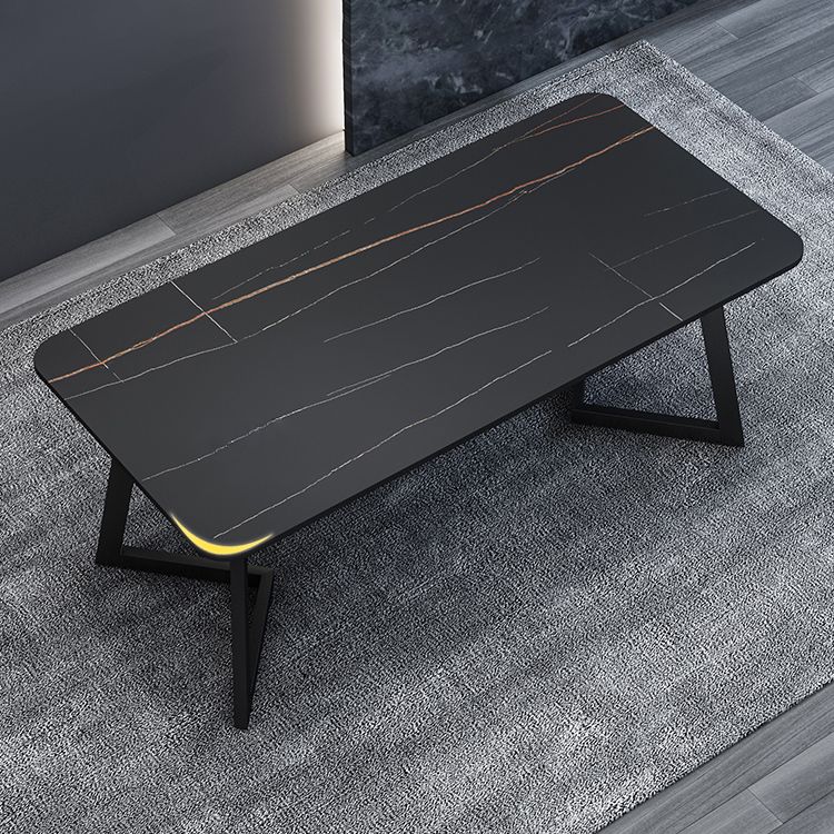 Modern Style Sintered Stone Dining Set with Rectangle Shape Table and Double Pedestal Base Clearhalo 'Dining Room Sets' 'Dining Tables & Seating' 'dining_room_set' 'furn' 'furn_dining_room_set' 'Furniture' 'furniture_dining_room_set' 'Kitchen & Dining Furniture' 'kitchen&dining_furn' 'kitchen' 1200x1200_d97c6c95-06ee-4a6d-8d5d-e5d2dcf9321f