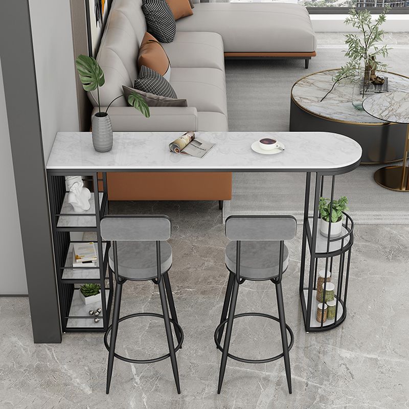 Indoor Stone Sled Cocktail Bar Table Modern Fixed Table Storage Bar Height Table Clearhalo 'Bar Furniture' 'Bar Tables' 'bar_tables' 'Furniture' 'furniture_bar_tables' 'Kitchen & Dining Furniture' 'kitchen&dining_furn' 'kitchen' 1200x1200_d97e52c9-c2c3-4701-9679-e16ad443286a