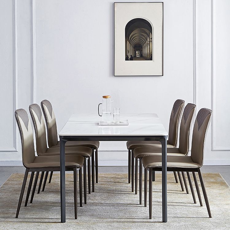 Rectangle Industrial Dining Table Sintered Stone Fixed Table with 4 Legs Clearhalo ' dining_table' 'Dining Tables & Seating' 'Dining Tables' 'furn' 'furn_dining_table' 'Furniture' 'furniture_dining_table' 'Kitchen & Dining Furniture' 'kitchen&dining_furn' 'kitchen' 'kitchen_dining_table' 1200x1200_d97eba04-11ec-4c67-b07f-75ec4216d96e
