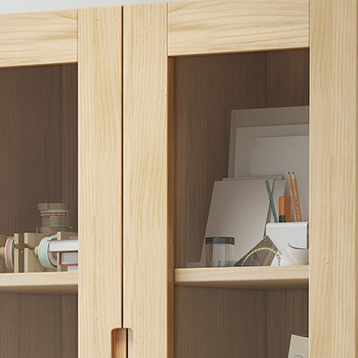 Contemporary Cabinet Rectangle Glass Paned With Doors Pine Accent Cabinet Clearhalo 'Cabinets & Chests' 'cabinets_chests' 'furn' 'furn_cabinets_chests' 'Furniture' 'Living Room Furniture' 1200x1200_d97fa8f0-277b-4716-b69a-b66516997187