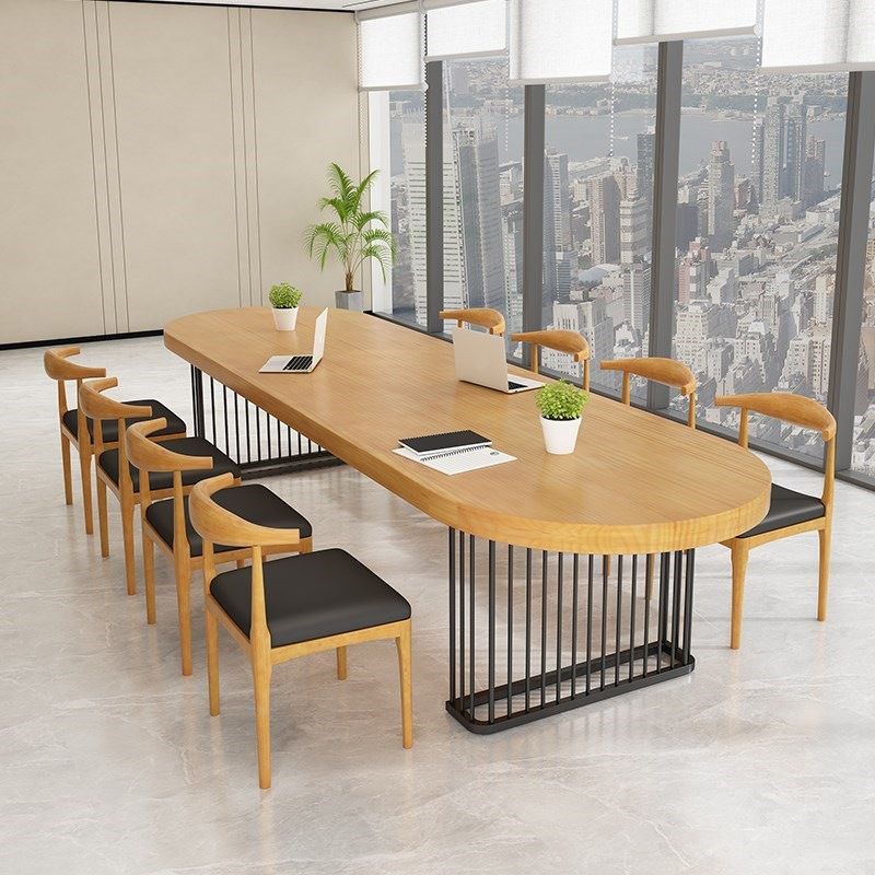 29.25 Inch Height Oval Writing Desk Industrial Solid Wood Office Desk Clearhalo 'furn' 'furn_office_desk' 'Furniture' 'Office Desks' 'Office Furniture' 'office_desk' 1200x1200_d98060b4-af7d-4007-9b48-658f568aa0b3