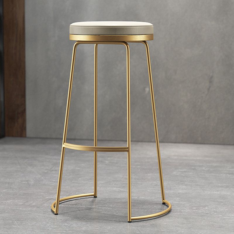 Scandinavian Style Bar-stool Round Leather Seat Counter Chair for Kitchen Bar Clearhalo 'Bar Furniture' 'Bar Stools' 'bar_stools' 'furn' 'furn_bar_stools' 'furniture_bar_stools' 'Kitchen & Dining Furniture' 'kitchen&dining_furn' 'kitchen' 'kitchen_furn' Furniture' 1200x1200_d981da96-12e8-439c-9add-f956d20ddeb4
