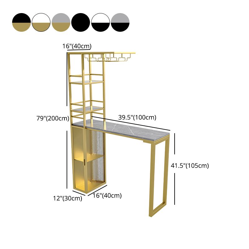 Modern Iron Bistro Table Stone Top Rectangle Indoor Bar Dining Table with Wine Rack Clearhalo 'Bar Furniture' 'Bar Tables' 'bar_tables' 'furn' 'furn_bar_tables' 'Furniture' 'furniture_bar_tables' 'Kitchen & Dining Furniture' 1200x1200_d9824725-2d55-42c3-833d-2070f53282ee