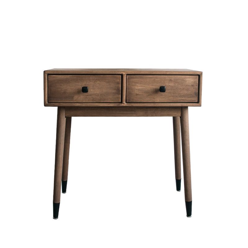 Contemporary Make-up Vanity with Drawers in Brown Solid Wood