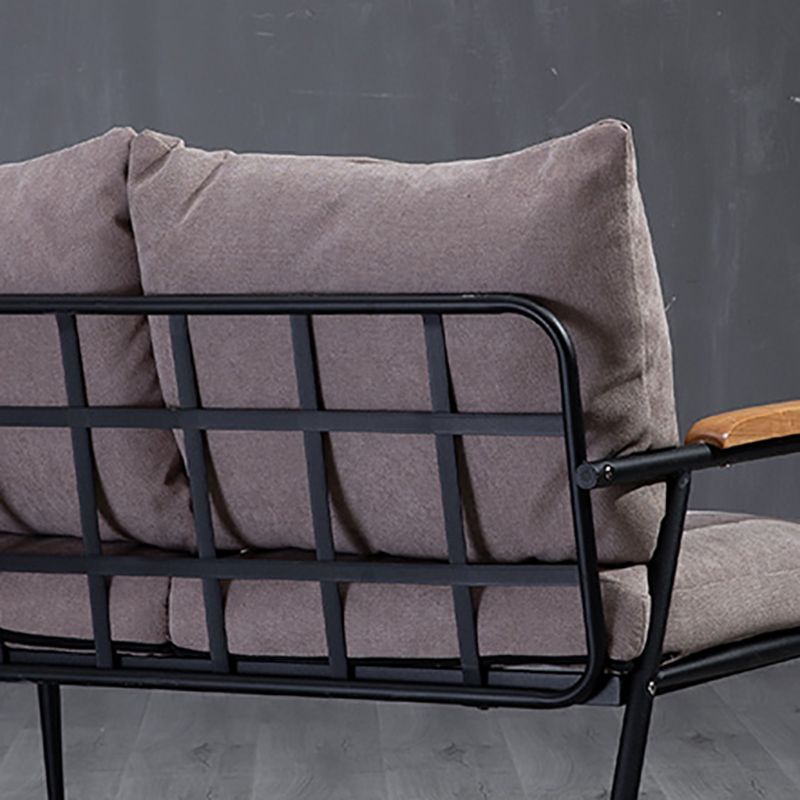 Black Classic Industrial Cushions Cotton Blend Sofa 25.6"High Square Arm Sofa Clearhalo 'furn' 'furn_sofas' 'Furniture' 'furniture_sofas' 'kitchen' 'kitchen_sofas' 'Living Room Furniture' 'Sofa' 'sofas' 1200x1200_d984c161-256a-4db4-ad04-0d7dffccfdc6