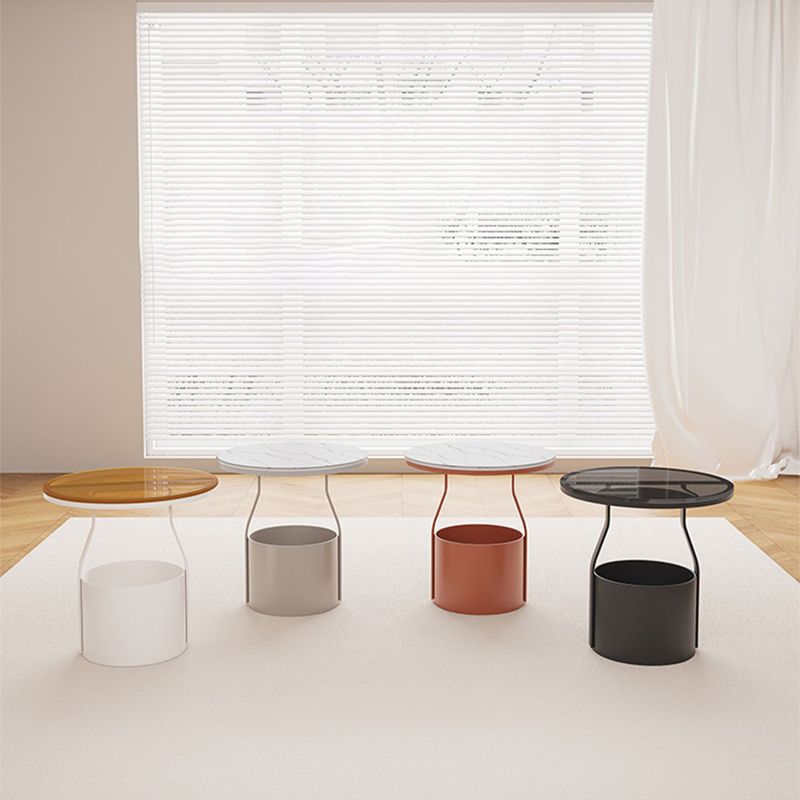 Modern 19.68-inch Tall Metal Abstract Side Table Round Top End Table with Storage Clearhalo 'Coffee & Accent Tables' 'End & Side Tables' 'end_side_tables' 'furn' 'furn_end_side_tables' 'Furniture' 'Living Room Furniture' 1200x1200_d98633cc-43f7-4d0c-8195-c09b05b90264