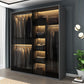 Modern Style Glass Wardrobe 1-Drawer Bedroom Wardrobe Closet Clearhalo 'Armoires & Wardrobes' 'armoires_wardrobes' 'Bedroom Furniture' 'furn' 'furn_armoires_wardrobes' 'Furniture' 1200x1200_d986c96c-c059-4336-a5e8-cec511a4916c