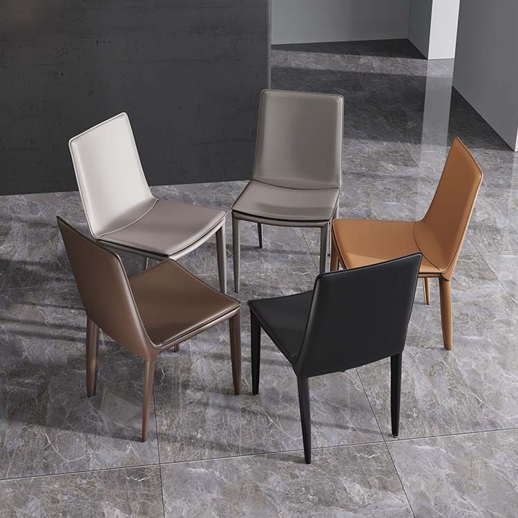 Leather Contemporary Dining Side Chair Kitchen Parsons Dining Chair Clearhalo ' kitchen&dining_furn' 'Dining Chairs' 'Dining Tables & Seating' 'dining_chair' 'furn' 'furn_dining_chair' 'Furniture' 'furniture_dining_chair' 'Kitchen & Dining Furniture' 'kitchen' 1200x1200_d986c975-0a65-48a2-a08c-49522154cbf0