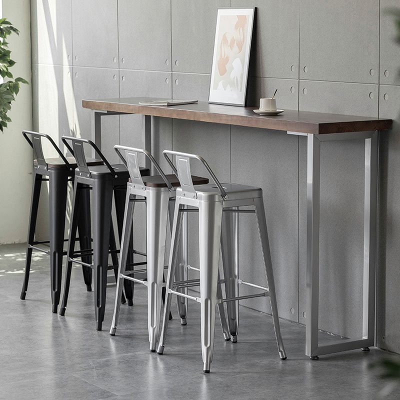 Contemporary Metal Bar Stool Low Back Dining Stool with Footrest Clearhalo 'Bar Furniture' 'Bar Stools' 'bar_stools' 'furn' 'furn_bar_stools' 'Furniture' 'Kitchen & Dining Furniture' 1200x1200_d986e0db-0909-480c-b086-11b1c8a10606