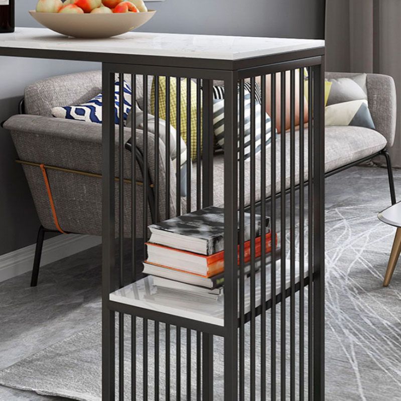 Glam Rectangle Indoor Bar Dining Table White Marble Bistro Table With Shelve Clearhalo 'Bar Furniture' 'Bar Tables' 'bar_tables' 'furn' 'furn_bar_tables' 'Furniture' 'furniture_bar_tables' 'Kitchen & Dining Furniture' 'kitchen&dining_furn' 'kitchen' 1200x1200_d987828f-c1cd-43ca-bcf2-638ed12e49f1