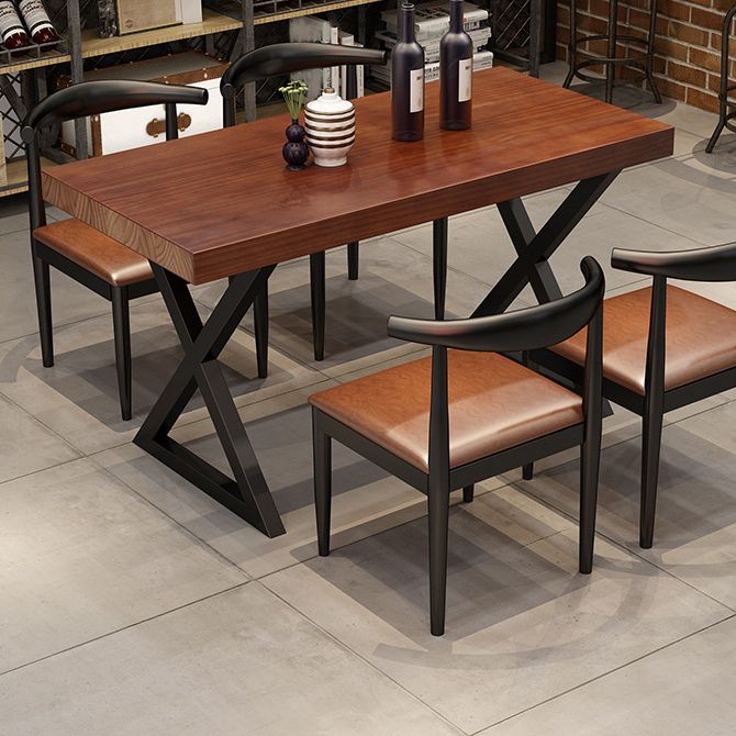 Table de salle à manger en bois de pin pour la maison, Table marron de Style industriel